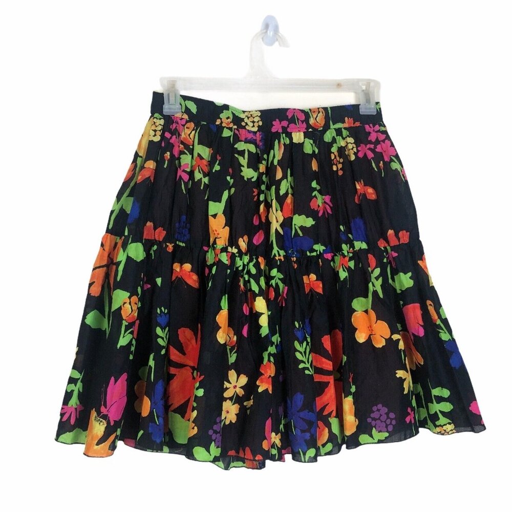 Old Navy S Skater Circle Skirt Pleated Floral Print Short Lined Casual Pull On